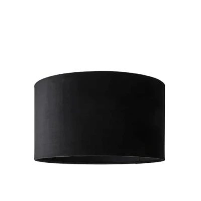 Image of Modern Black Velvet Cylinder Ceiling Pendant Lampshade/Table Lamp Drum Light Shade Medium