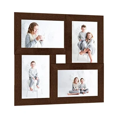 Image of vidaXL Collage Photo Frame for 4x(10x15 cm) Picture Dark Brown MDF