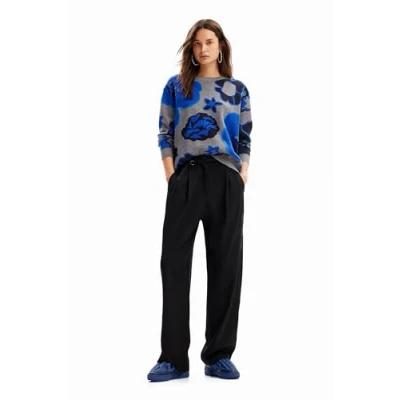 Image of Desigual Women&#039;s Woman Flat Knit Thin Gauge Pullover Sweater, Material finishes, L