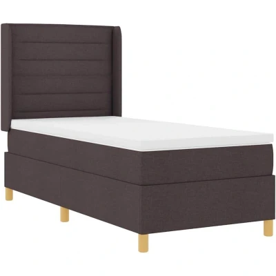 Image of Box Spring Bed with Mattress Dark Brown 90x200 cm Fabric Vidaxl