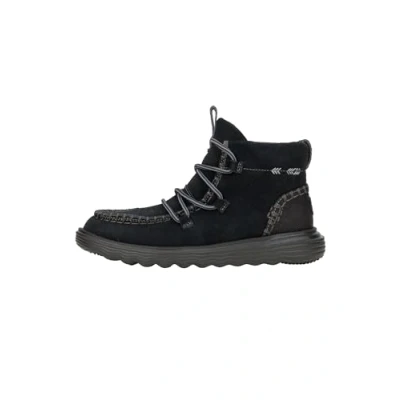 Image of HEYDUDE Women&#039;s Reyes Suede Boot Shoes, Black/Black, 6 UK