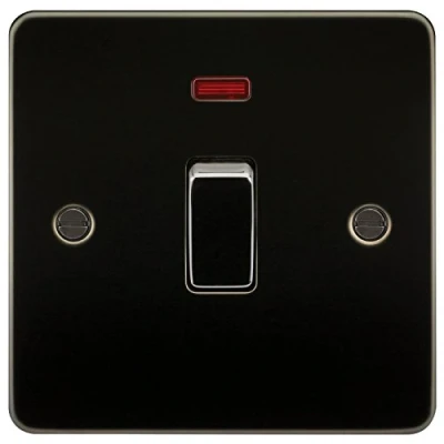 Image of KnightsBridge Flat Plate 20A 1G DP switch with neon gunmetal