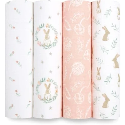Image of Aden + Anais Essentials Cotton Muslin Swaddle Blankets Blushing Bunnies