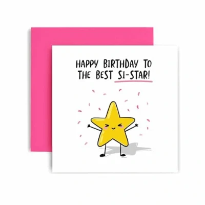Image of Huxters Happy Birthday Card for Her Sister Best Sis Star Gift 14.8cm