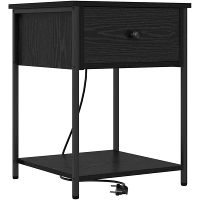 Image of vidaXL Bedside Cabinet Black oak 42 x 41 56 cm Engineered wood