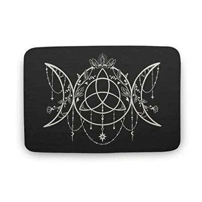 Image of Flannel Doormat Celestial Moon Phases Triquetra Mat,Gothic Doormat,Witch Home Decor,Witch Doormat,Moon Mat,Home Decor,Welcome Mat,Indoor Doormat,Front Back Door Mat 24x16 Inch
