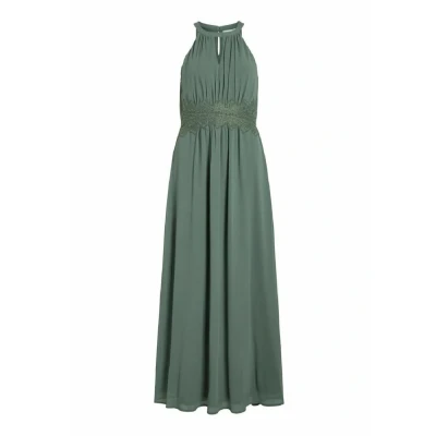 Image of Vila Women&#039;s Vimilina Halterneck Maxi Dress Noos Evening, Laurel Wreath/Detail:Elastic, 8