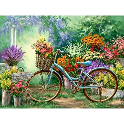 Image of Amiiba DIY Paint by Numbers Kits, Abstract Bicycle, Flower Mart 16x20 inch Acrylic Painting Number Wall Art Crafts (Bicycle, Without Frame)