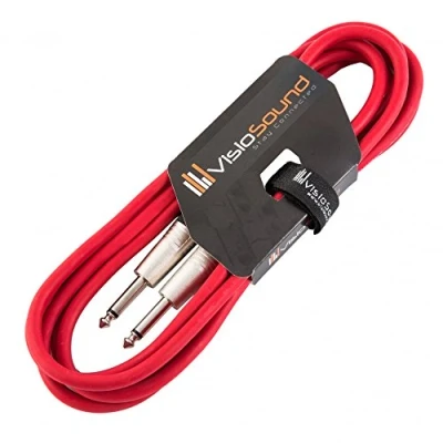 Image of Guitar Lead 6.35mm Mono Jack to Jack/Instrument Cable/Patch / 6 Colours 3m Red