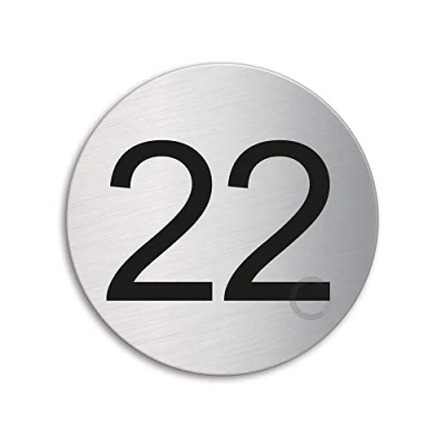 Image of Round room house mailbox number 22 brushed stainless steel no.41012
