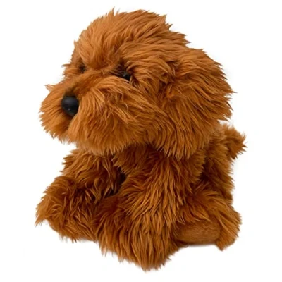 Image of VFM Cockapoo Dog Soft Toy Plush Teddy, Cavapoo, Cockapoo, Labradoodle, Cuddly Dog, Teddy Bear Premium 30cm Red