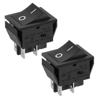 Image of Heschen Rocker Switch ON OFF DPST 4 Terminals 16A 250VAC Black 2Pack