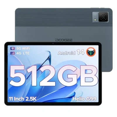 Image of DOOGEE T40 Tablet 11 Inch 2.5K, 20GB RAM + 512GB ROM (2TB TF) Tablet, Android 14 Helio G99 Tablets, 8580mAh Battery, 16MP 8MP, 4 Stereo Speakers, Dual 4G LTE, Grey