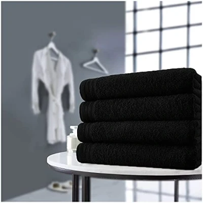 Image of GC GAVENO CAVAILIA Super Soft 4 Pack Bath Sheets, Highly Absorbent Extra Large Towel Set, 500 GSM Egyptian Cotton Bathroom Towels, Black, 75x135
