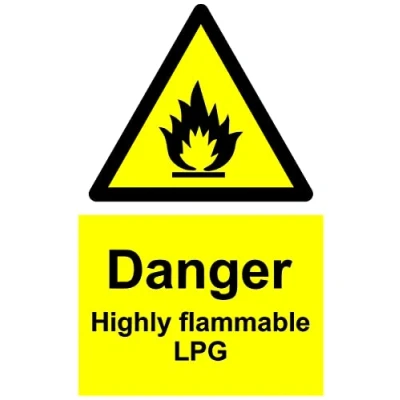 Image of Danger Highly Flammable LPG Safety Sign Self Adhesive Sticker 200mm x 150mm