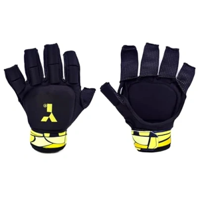Image of Y1 Hockey, MK PRO Shell Glove, Field Hockey Extra Protection, Reinforced Plastic Open Palm Design, Full Hand Kids Gloves, As Used by International Players, Small