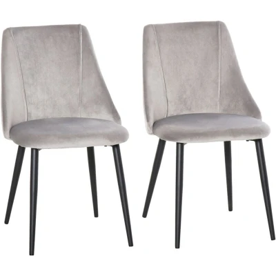 Image of HOMCOM High Back Dining Chairs Modern Upholstered Velvet Touch Accent