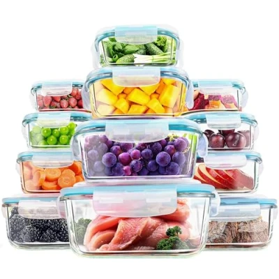 Image of KICHLY Airtight Glass Containers with Lids Dishwasher, Oven Friendly Leak Proof Silicone Seal &amp; BPA Free (Pack of 24)