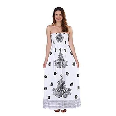 Image of Ladies Pistachio Dress D930 White &amp; Black Paisley Floral L