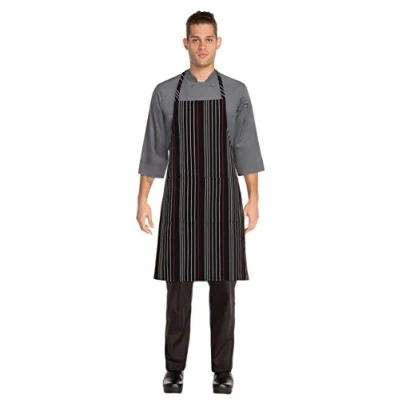 Image of Chef Works Unisex Striped Bib Apron Black One size