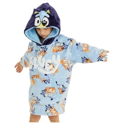 Image of Bluey Boys Hoodie Oversized Fleece Hoody (Bluey Blue, 4 6 Years)