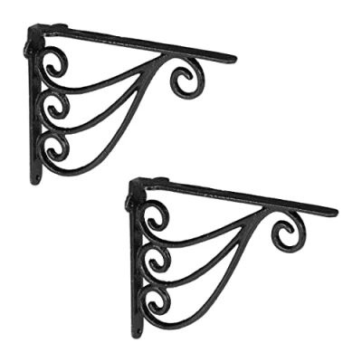 Image of Relaxdays 2X Shelf Brackets, 100% cast iron, Black, 23.5 x 4 18 cm
