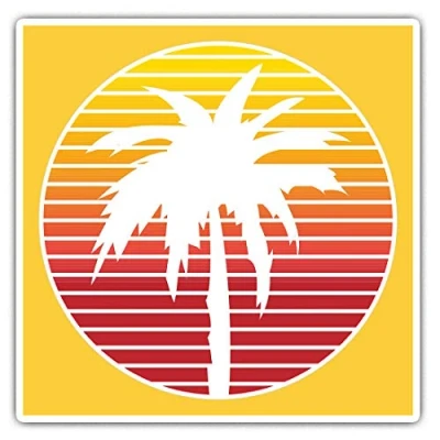 Image of Square Stickers (Set of 2) 10cm Palm Tree Sunset Surf Surfer Laptop Tablet Luggage Scrapbook #9013