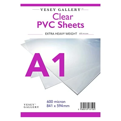 Image of Vesey Gallery 600 Micron Very Heavy Clear Acetate Sheets. Sized from A4 to A1. Pack of 4 (A1(841x594mm))