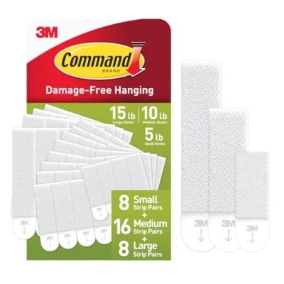 Image of Command PH211 32NA PH203 18NA Assorted Picture Hanging Strips, White, Small, Medium &amp; Large