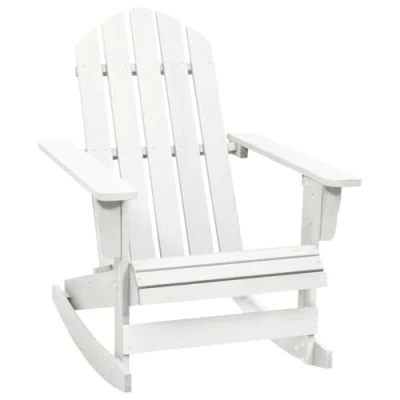 Image of vidaXL Garden Rocking Chair — Vintage Inspired Design, Solid Hardwood &amp; Pinewood, Weather Resistant, Ideal for Outdoor Spaces, Easy Assembly, Timeless White Finish