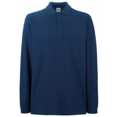 Image of Fruit Of The Loom Mens Premium Long Sleeve Polo Shirt, Deep Navy, XXX Large