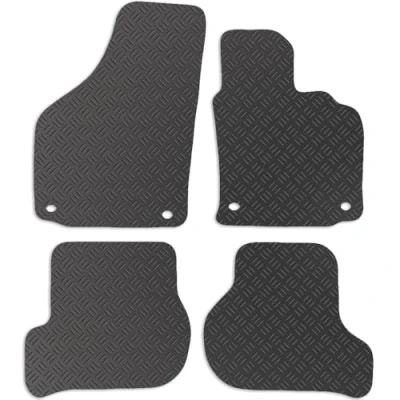 Image of Carsio Rubber Car Mats For VW Golf &amp; Jetta MK5 2003 2008 Tailored Fit Floor Mat Set Complete Accessory Black Custom Fitted All Weather Heavy Duty, Anti Slip Backing with Clips