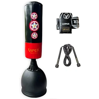 Image of Viper Free Standing Boxing Punch Bag Set Heavy Duty Junior Senior Adult Kids Children Martial Arts Mma Kick Wide Diameter 5.7ft