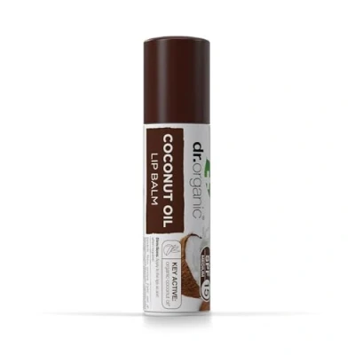 Image of Dr Organic Coconut Oil Lip Balm, Moisturising, SPF 15, Mens, Womens, Natural, Vegetarian, Cruelty Free, Paraben &amp; SLS Recycled Recyclable, Organic, 5.7ml, Packaging may vary