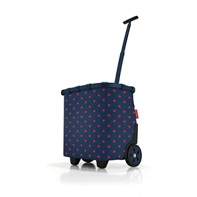 Image of reisenthel Carrycruiser Portable Shopping Trolley with Sturdy Aluminium Frame, Shoulder Strap and Removable Mesh Inner Pocket, Made of Water Repellent Material, Colour: Mixed Dots Red,