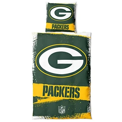 Image of Green Bay Packers NFL bedding set ** Raw cotton, zipper, 135x200 cm duvet cover and 80x80 pillowcase