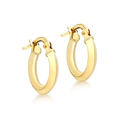 Image of Carissima Gold Women&#039;s 9 ct Yellow 13 mm Polished Triangular Tube Creole Hinged Post Earrings