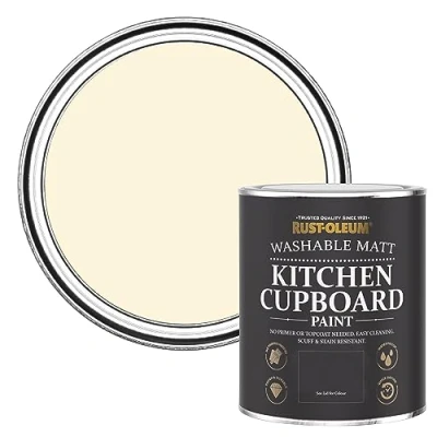 Image of Rust Oleum Cream Kitchen Cupboard Paint in Matt Finish Clotted 750ml