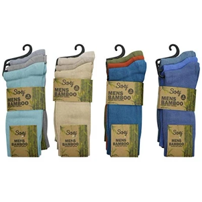 Image of Soxy Mens Bamboo Socks 12 Pairs Super Soft Anti Bacterial Assorted Fashion Colours UK Size 6 11