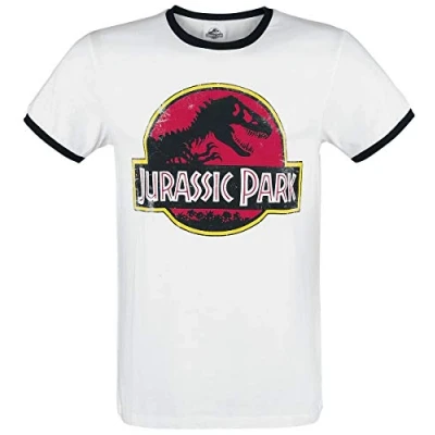 Image of Jurassic Park Vintage Logo Men T Shirt White Black L