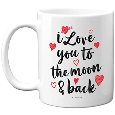 Image of Stuff4 Cute Anniversary Mug Gifts for Him Her I Love You to The Moon &amp; Back Romantic Valentines Day Mugs Boyfriend Girlfriend Wife Husband Partner, 11oz Ceramic Dishwasher Safe Cup