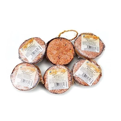 Image of Chubby Suet Half Filled Coconuts Topped with Berry, Bird Feeder Coconut Halves, for Wild Birds, Shell Birds Food, Blackbirds, Woodpeckers, Starlings &amp; Sparrows (6 Pack)