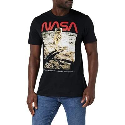 Image of Nasa Men&#039;s Aldrin T Shirt, Black, M UK