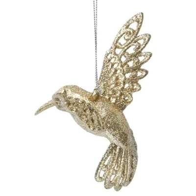 Image of Gisela Graham Gold Glitter Acrylic Hummingbird Decoration