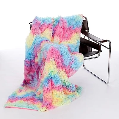 Image of Kanguru rainbow fleece Blanket, fluffy blanket throw, blankets and throws, sofa for bed, bedroom accessories,bed cover, home decor, 130 x 170 cm