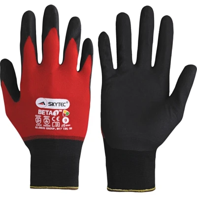 Image of Skytec SKY501 Beta 1 Red Nitrile Foam Palm Glove 7/Small