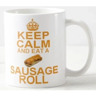 Image of Top Banana Gifts Keep Calm and Eat a Sausage Roll Ceramic Photo Mug Cup Tassep