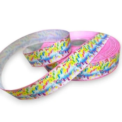 Image of Multi Colour Unicorn 2m x 22mm Wide for Personalised Birthday Cake Decoration Ribbon &amp; Decorating Ideas Present Gift Wrap Bows Toppers or Wrapping Bags Box Balloon String Cards Art Craft