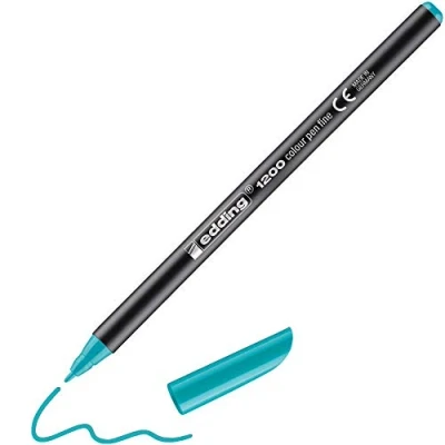 Image of edding 1200 Colour Pen Fine Turquoise 1 Round Tip mm Felt for Drawing and Writing School or Mandala