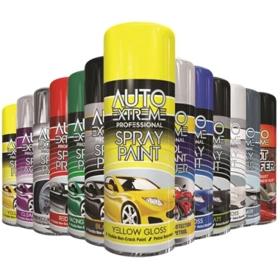 Image of AlezyB 1 x Auto Extreme Yellow Gloss Spray Paint 400ml Professional Quality, Perfect Finish Multipurpose Aerosol for Cars, Bikes,Vans, Metal, Wood